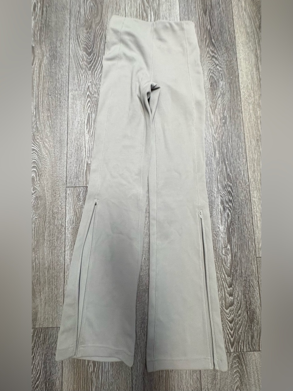 Lululemon High-Rise Light Gray Flared Womens Pants with Side Zips